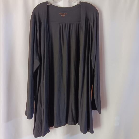 EUC Coldwater Creek 3X Black Soft Open Front Long Sleeve Cardigan - Picture 1 of 6